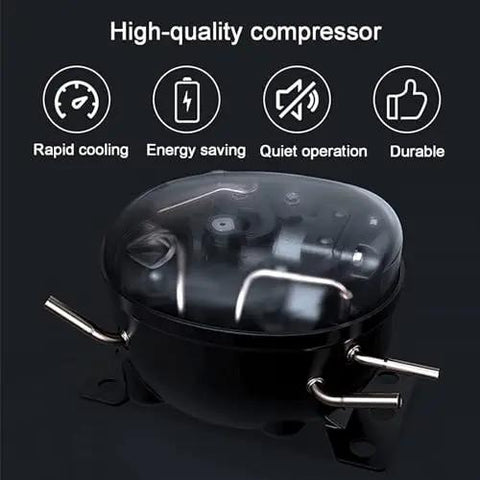 Close-up of a high-quality compressor for Compact Countertop Ice Maker That Chills Drinks Fast with efficient cooling features.
