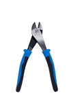 Heavy Duty 8 Inch Diagonal Cutting Pliers With Angled Head For Tight Spaces High Leverage Cutter Powers Through ACSR Screws Nails And Hardened Wire Made In USA isolated on white background