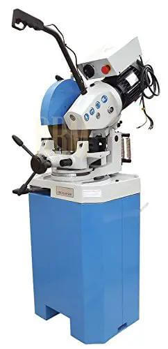 13 Inch 3 Phase Cold Saw Metal Cutter With Heavy Duty Stand And Swivel Vise For Ferrous Materials 1.5 HP 220V Dual Speed Circular Tool Precision Cut -45 To 45 Degrees Rugged Shop Workhorse