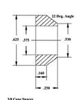 3/8 Cone Spacer illustration with dimensions for Heavy Duty No BS Chrome Moly Steel Spherical Rod End Kit for 4 Link Suspension.