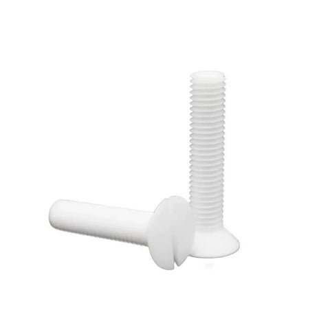 PTFE Coated Flat Countersunk Phillips Screws M12 X 40mm with smooth white finish for heavy duty fastening applications.