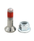 Close-up of a galvanized steel bolt and nut from Sprocket Bolt Kit With Nuts And Washers For Off Road Motorcycles.