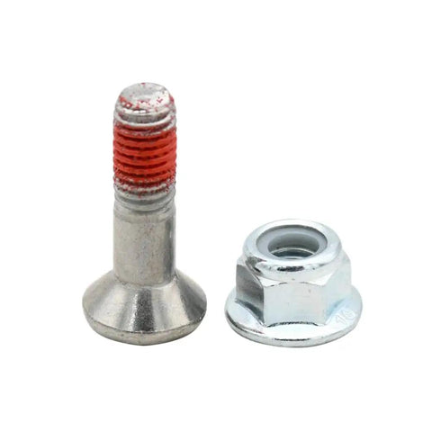 Close-up of a galvanized steel bolt and nut from Sprocket Bolt Kit With Nuts And Washers For Off Road Motorcycles.