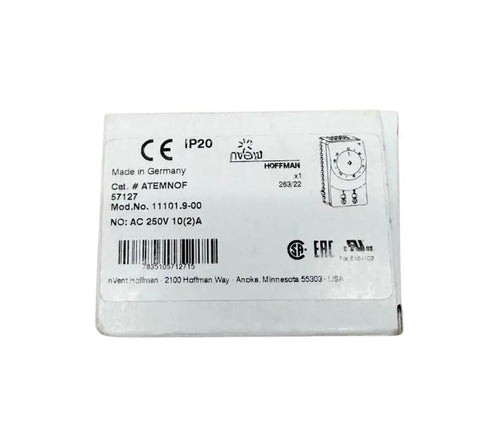 Compact Enclosure Thermostat Switch 57127 DIN rail mount box showing specifications