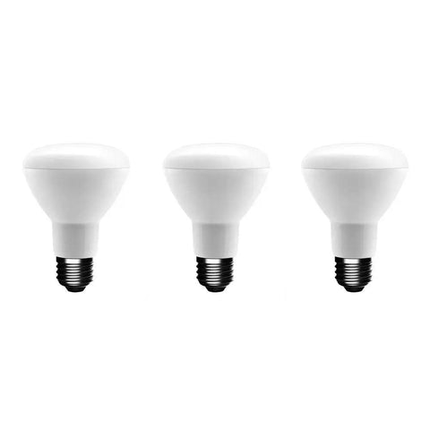 Three Pack BR20 Soft White Dimmable LED Bulbs, 575 Lumens, 2700K Warm Glow, 8W Equivalent, E26 Medium Base, front view