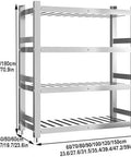 Heavy Duty Stainless Steel Shelving Unit Top Notch Metal Storage Rack Rock Solid Heavy Hitter For Kitchen Pantry Garage Industrial Load Holding Organizer Shelf 47 X 24 X 59 Inch with dimensions shown in image.