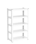 Heavy Duty White Garage Shelving Unit With 5 Adjustable Tiers Up To 2000 Lbs Capacity Versatile Storage Shelves For Pantry Kitchen Closet Basement Or Warehouse 16.5 In D By 32 In W By 63 In H, front view