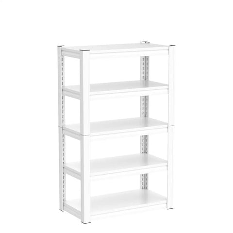Heavy Duty White Garage Shelving Unit With 5 Adjustable Tiers Up To 2000 Lbs Capacity Versatile Storage Shelves For Pantry Kitchen Closet Basement Or Warehouse 16.5 In D By 32 In W By 63 In H, front view