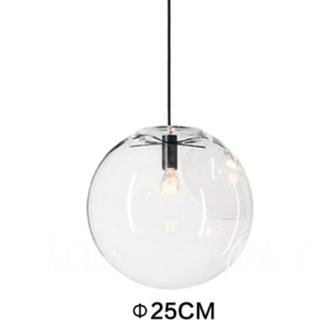 Industrial Clear Glass Globe Pendant Light With E27 Socket, Modern Kitchen Loft Fixture, 9.8 Inch Shade, Adjustable Cord Up To 59 Inches, UL Listed For LED CFL Halogen And 60W Incandescent Bulbs, Easy Mount