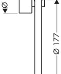 Technical diagram of Uno Towel Ring in Chrome, Solid Brass Bathroom Hardware for Modern Baths with measurements