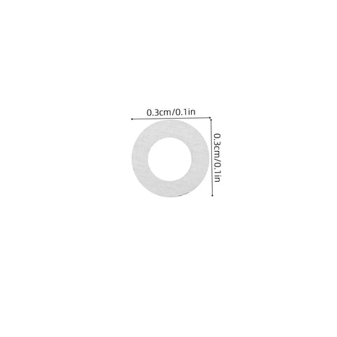 Silver round flat washer, 0.3cm diameter, from 200Pcs Eyeglass Flat Washers Gaskets For Rimless Frames Metal Fasteners For Quick Repairs And Maintenance Pro Grade Go To Replacement