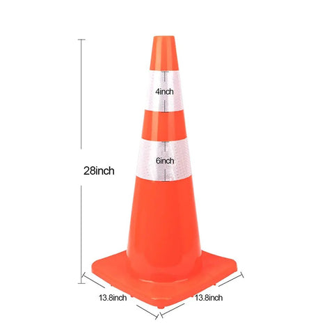 10 Pack 28 Inch Traffic Cones Plastic PVC Safety Road Cones With Reflective Strips Orange Construction Parking Barrier