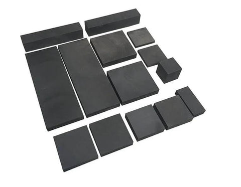 Assorted graphite blocks including Five Pack 50x50x20mm Graphite Ingot Blocks, 99.9 Percent High Purity EDM Graphite Plates.