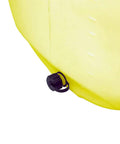 Close-up of 40 Gallon Yellow Sprayer Tank With Translucent Body Farm-Ready, showing 3/4 Inch MGH Drain Port With Tethered Cap