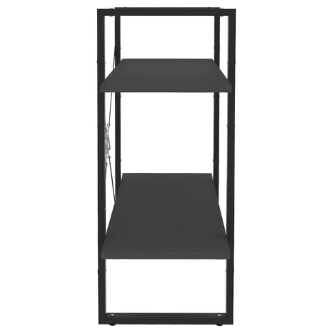 Front view of a Two Tier Book Cabinet Gray 31.5 Inch Engineered Wood With Dope Industrial Style Storage Shelves for decor in small spaces.