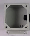 Top view of a used Industrial Control Panel Enclosure E1PBG SPL, showing a rugged steel cabinet with front access for controllers.
