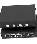 Bi Directional 4 Port Ethernet Switch With 1 Input 4 Outputs Or 4 Inputs 1 Output, metal, manual push button, plug and play