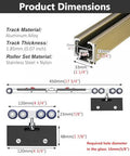 Diagram showing dimensions of 15ft Heavy Duty Sliding Barn Door Track Kit With Soft Close Hardware for glass doors