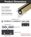 Dimensions of Heavy Duty 15 Foot Sliding Barn Door Track Kit With Soft Close Hardware And Smooth Roller System for Glass Doors.