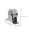 Stainless Steel Sliding Door Rollers Set For Heavy Duty U Groove Tracks With Double Bearings, side view with dimensions