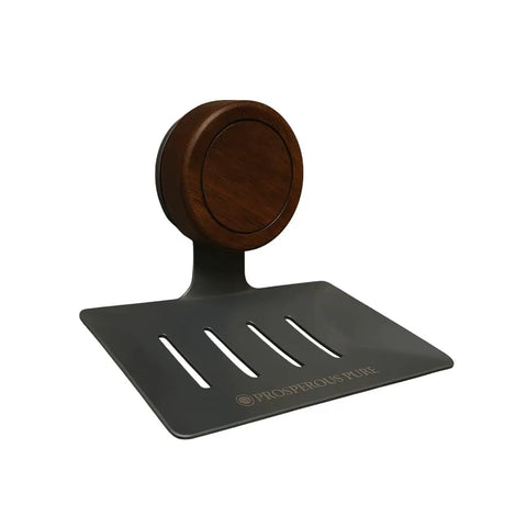 Two Pack Detachable Soap Holder With Self Draining V Shaped Design In Stainless Steel And Wood Finish for shower bathroom sink or tub