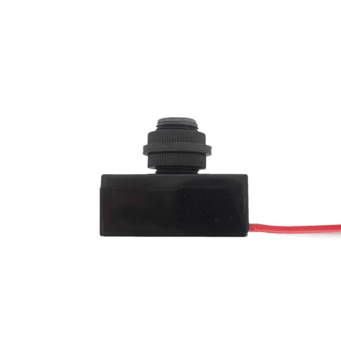 Dusk To Dawn Outdoor Photocell Sensor Switch 12V DC, side view showing wiring and compact design, for garden pathway and exterior lighting.