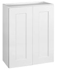 Brookings Shaker Wall Kitchen Cabinet 24W x 12D x 30H Painted White Solid Wood With Soft Close Doors 2 Adjustable Shelves Unassembled
