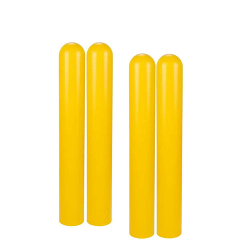 Top Tier Heavy Duty 8 X 52 Inch Yellow Bollard Covers Round Top Hdpe For Garage And Driveway Safety With Stick On Foam Pads Zero Hassle Quick Install Four Pack.