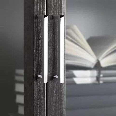 10 Pack Solid Polished Chrome Cabinet Handles 5.4 Inch Overall Length With 5 Inch Hole Center Euro Style Square Bar Pulls on cabinet