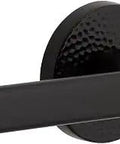 Circolo Hammered Rosette Privacy Lever Door Set In Satin Black With Lusso Lever For Left Handed Doors Solid Brass Construction