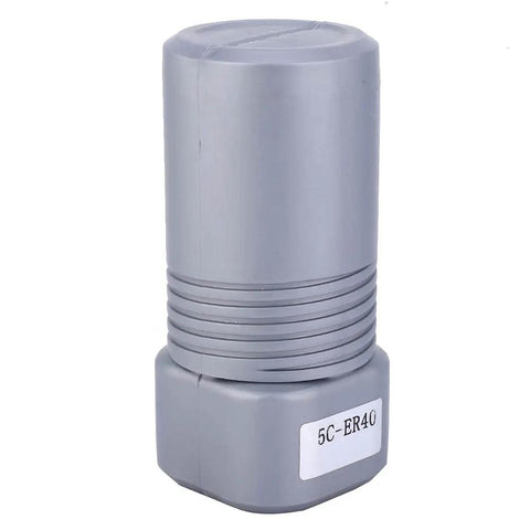 Close-up of 5C Collet Chuck Holder For Deep Milling with durable steel construction and extended shank in product packaging.