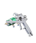 Top Shelf Dual Nozzle Pneumatic Spray Gun Workhorse Air Paint Sprayer High Flow Compressor Setup showing dual tanks and smooth trigger.