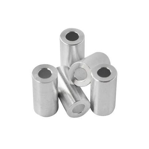 Aluminum spacer, 1/2 in OD x 1/4 in ID, round unthreaded standoff, silver