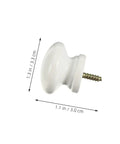 10 Pack Round Wood Cabinet Knobs Single Hole White Drawer Pulls Rustic Kitchen Handles Moisture Resistant Bathroom Furniture Hardware showing a white round knob with dimensions.