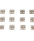 12 Pack Silver Butt Hinges For Cabinets And Drawers, Dollhouse Miniature Furniture, 8mm DIY Model Hinges set displayed on white