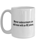RC Aircraft Coffee Mug Gift For Plane Nerds And Pilots, Durable Ceramic Cup For RC Plane Lovers, Funny Old Man With An RC Plane Theme