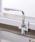 Ch Kitchen Faucet with 360° SwivelDual Handle Drinking Water Filter TapDeck Mounted Mixer with Aerator3-Way Design for Clean Water - LWX in chrome finish.