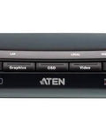 Top Shelf Kickass 4K Display Port Kvm Over Ip Receiver with buttons for remote control and video, compact design for easy access.