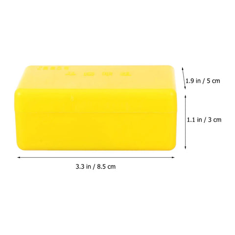 Yellow box for Hands On Pendulum Acceleration Measurement Physics Kit For Classrooms, showing dimensions in inches and cm.