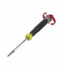 4-In-1 Electronics Screwdriver Set With Non-Magnetic Tips, Includes 2 Slotted And 2 Phillips Precision Machined Bits, Free-Spinning Cap For Palm Rest, Chrome-Plated Barrel, Ideal For Terminal Blocks, shown with extended slotted bit and free-spinning cap.