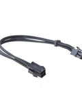 Badass 4Pin CPU Male To Female Extension Cable Featuring Heavy Duty Nylon Jacket And Pure Copper 18AWG Wire, black cable with connectors.
