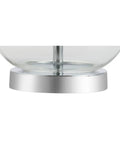 Base of 25 Inch Clear Chrome And Brass Glass Table Lamps Set Of 2 With White Linen Drum Shades, Modern Bedside Lamps For Bedroom Or Living Room