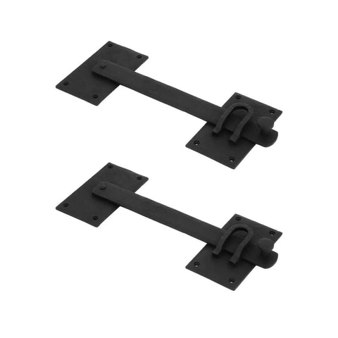 Black Iron Gate Flip Latch 12 Inch Large Heavy Duty Antique Two Sided Flip Locks Rust Resistant Powder Coated Barn Door And Fence Gate Latches With Hardware Pack Of 2