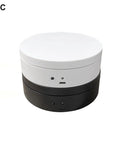Emvanv Electric Rotating Display Turntable 360 Auto Spin Platform for Product Photos in black and white, showcasing USB ports.
