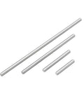 Four steel ejector pins from 10 Piece Five Point Three Millimeter Ejector Pins Set For Rifling Buttons And Machine Reamers Beefed Up Spring Steel
