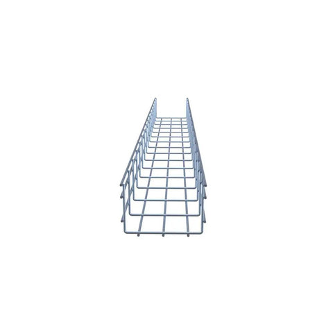 Front view of Wire Mesh Cable Tray 2-Pack, Electro Zinc Plated Silver Steel, Cuttable Metal Cable Tray for Cable Management, Durable Non Corrosive Finish.