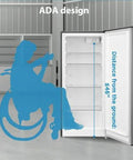 Game Changer Upright Freezer 7.1 Cubic Feet with ADA design showing a 46" height for accessibility and open shelving.