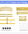 Six Foot Arch Backdrop Stand For Balloons And Garlands, Sturdy Metal Wedding Frame With Square Base Ground Nails, Gold Finish Fittings