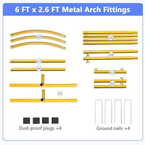 Six Foot Arch Backdrop Stand For Balloons And Garlands, Sturdy Metal Wedding Frame With Square Base Ground Nails, Gold Finish Fittings