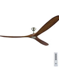 Modern 3 Blade Ceiling Fan With Wireless Remote And Straight Up Smooth Airflow Powered By An Energy Smart Dc Motor Spanning 88 Inches Wide wrapped in aged pewter with light grey blades.